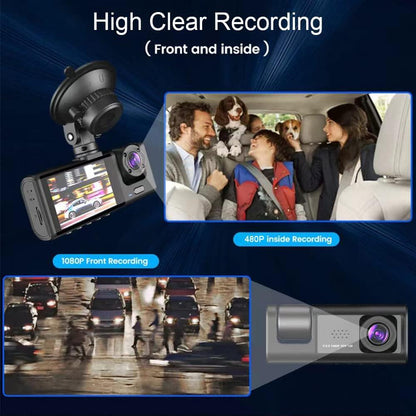 DASH CAM 1080P DVR — Cámara Frontal, Trasera e Interior con Visión Nocturna y Grabación en Bucle