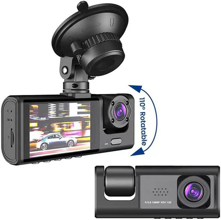 DASH CAM 1080P DVR — Cámara Frontal, Trasera e Interior con Visión Nocturna y Grabación en Bucle