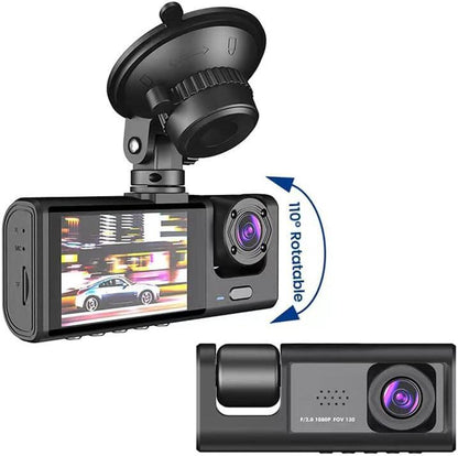DASH CAM 1080P DVR — Cámara Frontal, Trasera e Interior con Visión Nocturna y Grabación en Bucle
